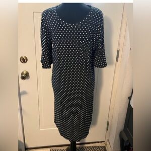 Ladies Navy Blue and White Polka Dot Dress
